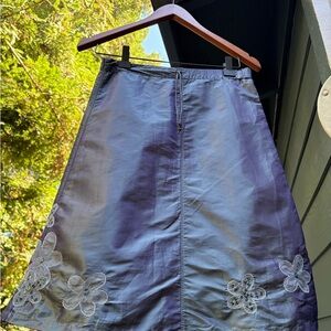 GAP Kids A-Line Iridescent Skirt with Embroidered Floral Accents